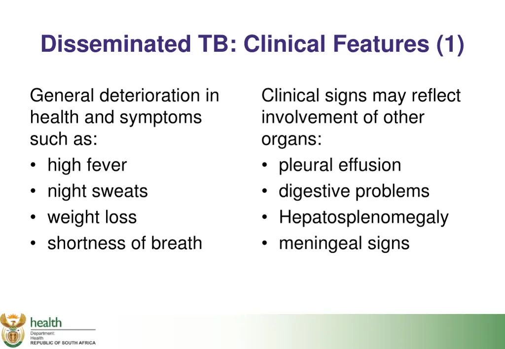 disseminated tb clinical features 1