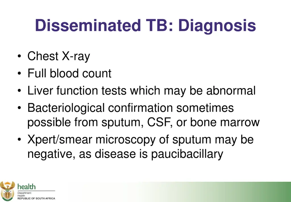 disseminated tb diagnosis