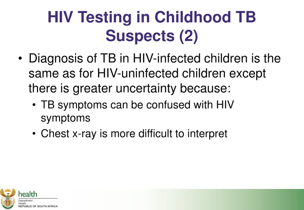 hiv testing in childhood tb suspects 2 diagnosis