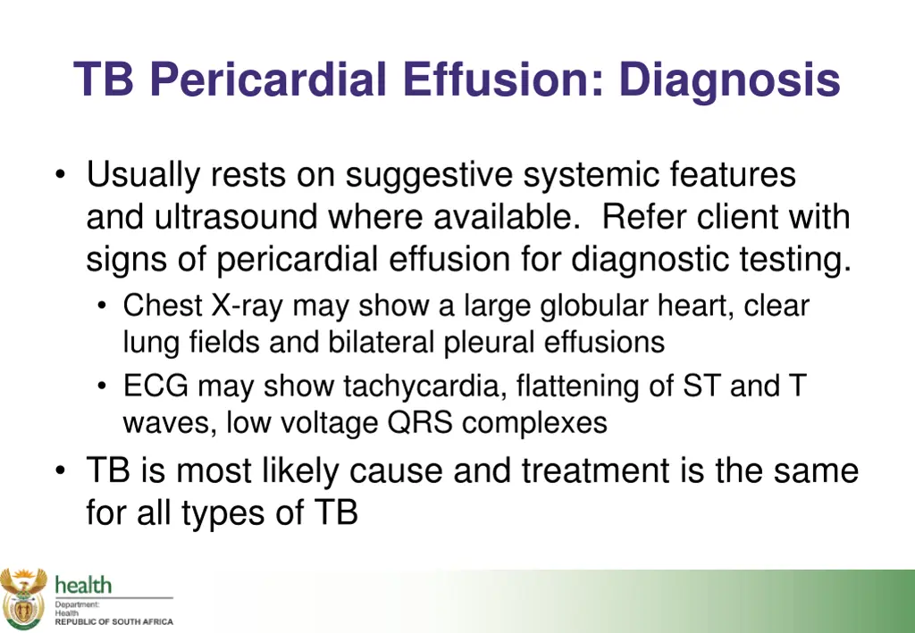 tb pericardial effusion diagnosis