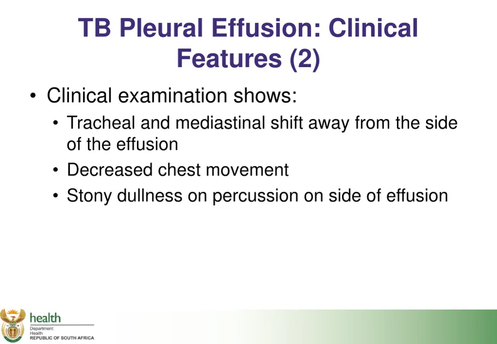 tb pleural effusion clinical features 2 clinical