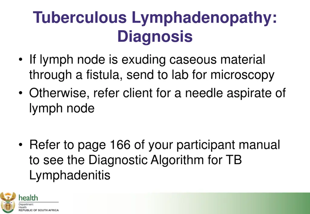 tuberculous lymphadenopathy diagnosis if lymph