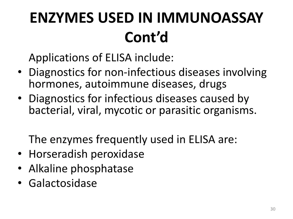 enzymes used in immunoassay cont d applications