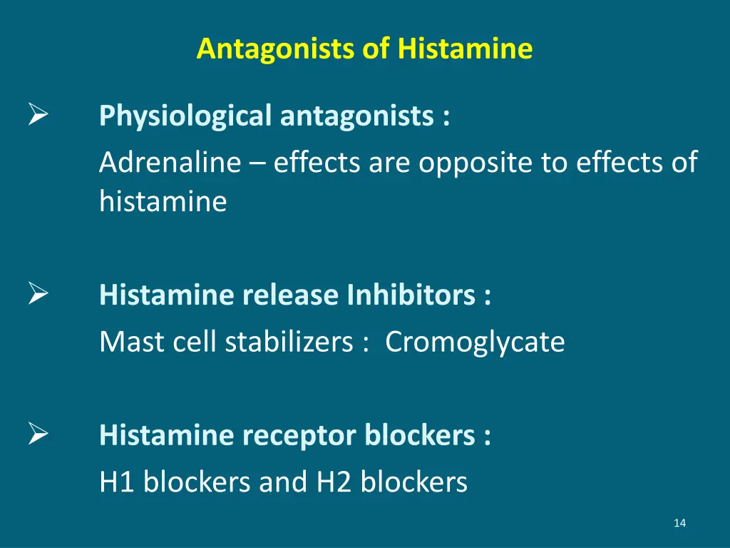 antagonists of histamine