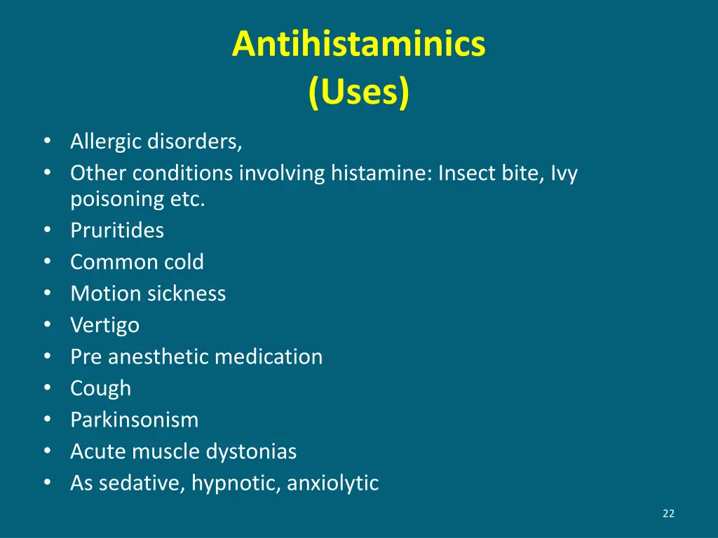 antihistaminics uses