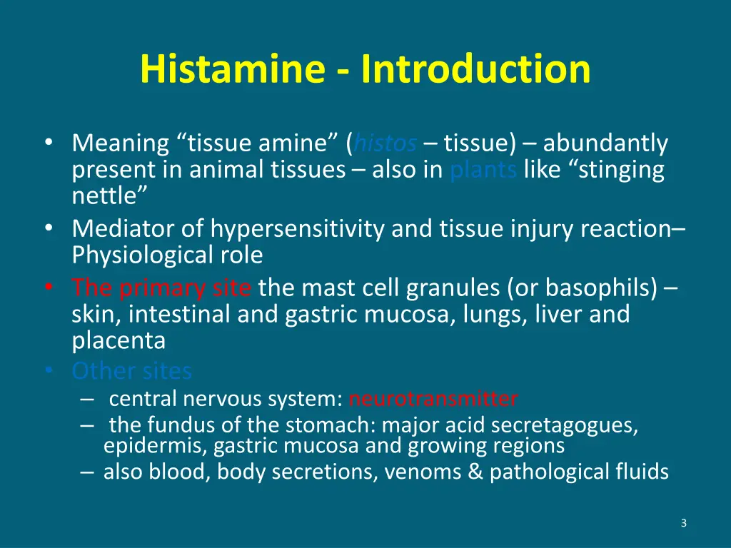 histamine introduction