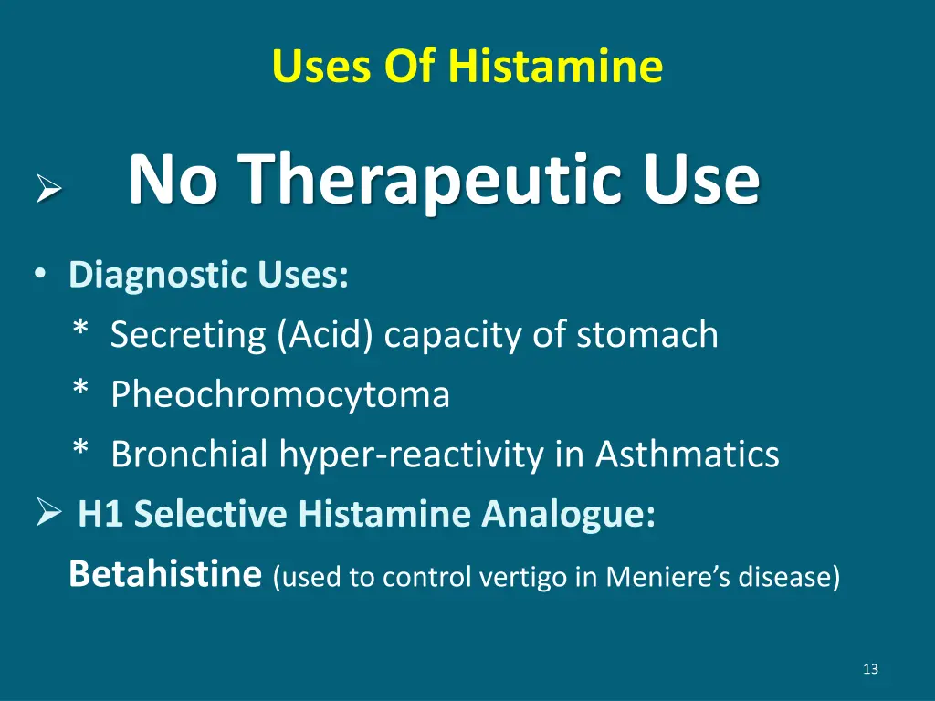 uses of histamine