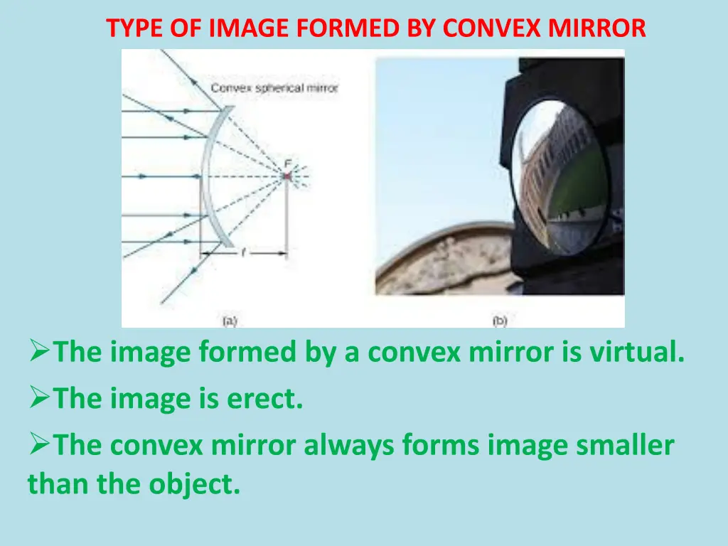 type of image formed by convex mirror