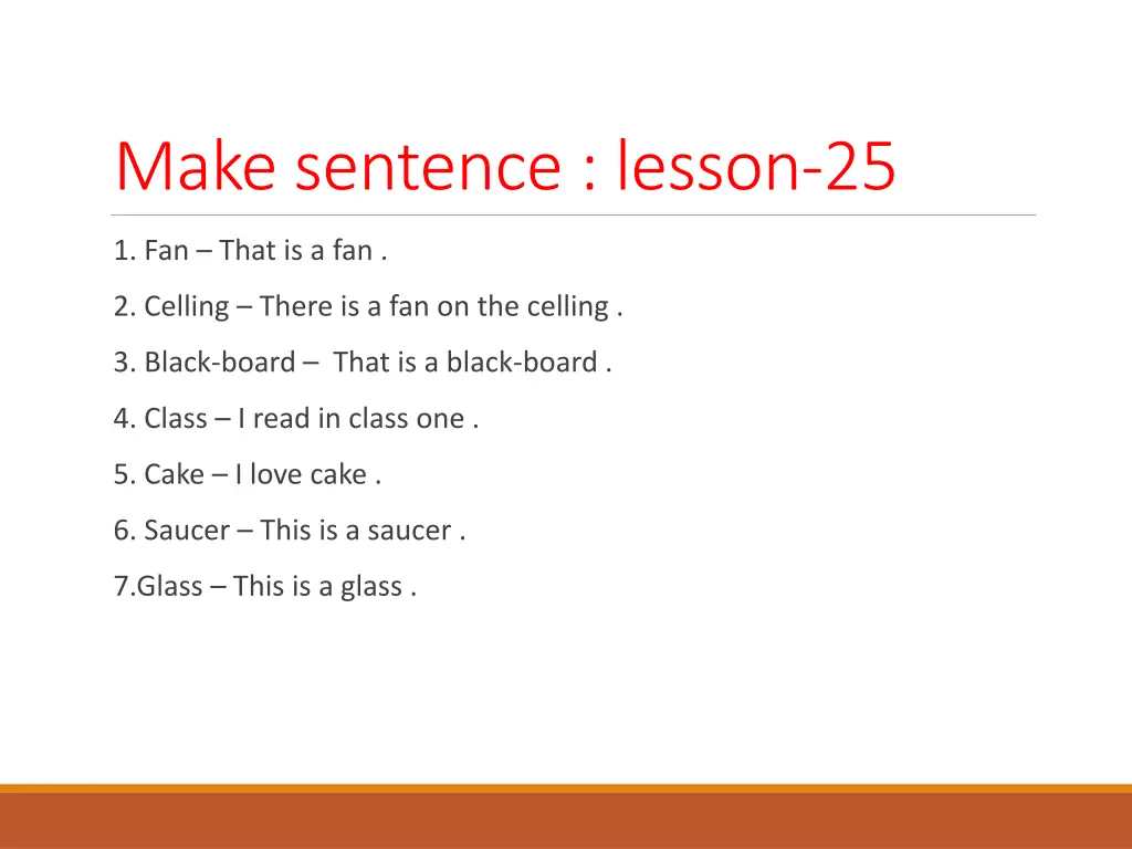 make sentence lesson 25