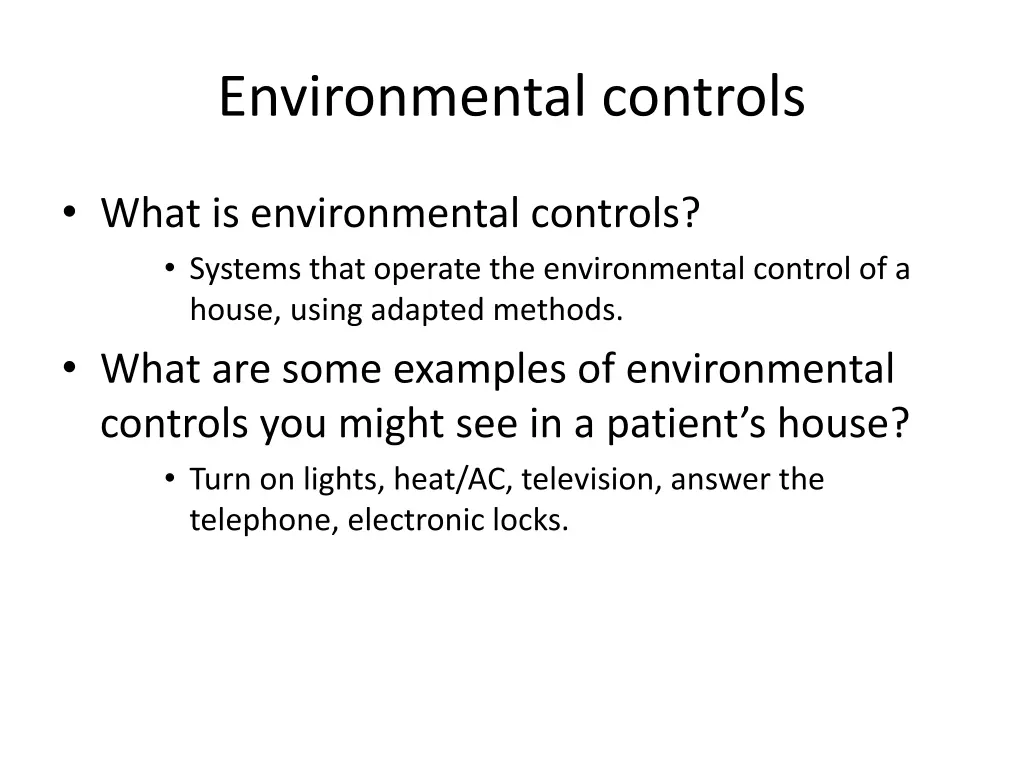 environmental controls