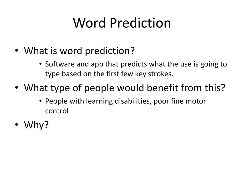 word prediction