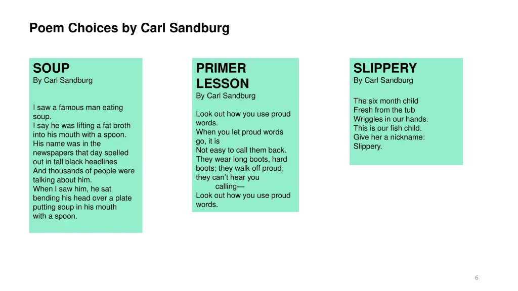 poem choices by carl sandburg