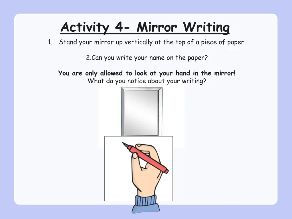 activity 4 mirror writing stand your mirror