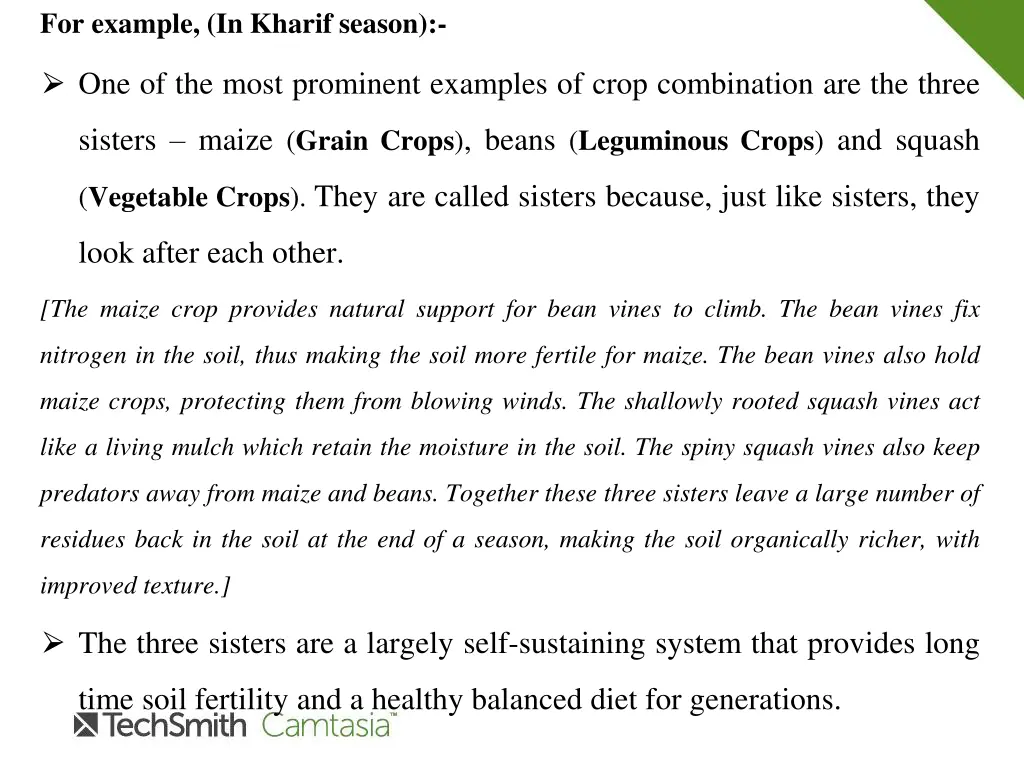 for example in kharif season