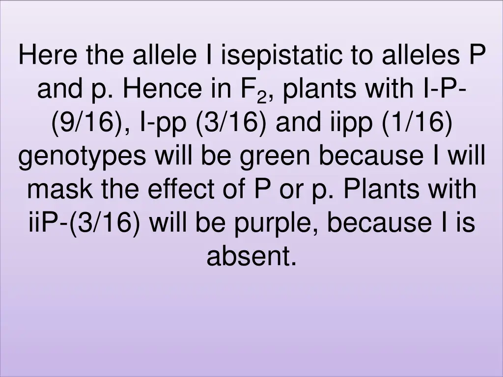 here the allele i isepistatic to alleles