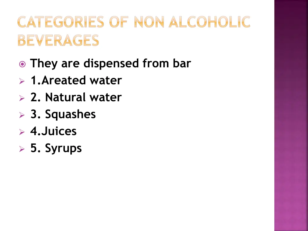 categories of non alcoholic beverages