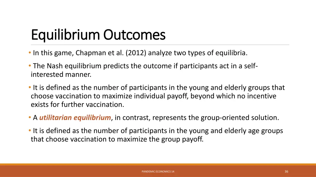 equilibrium outcomes equilibrium outcomes 1