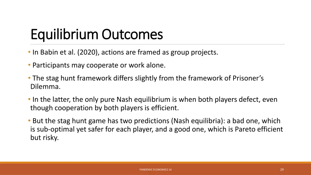 equilibrium outcomes equilibrium outcomes