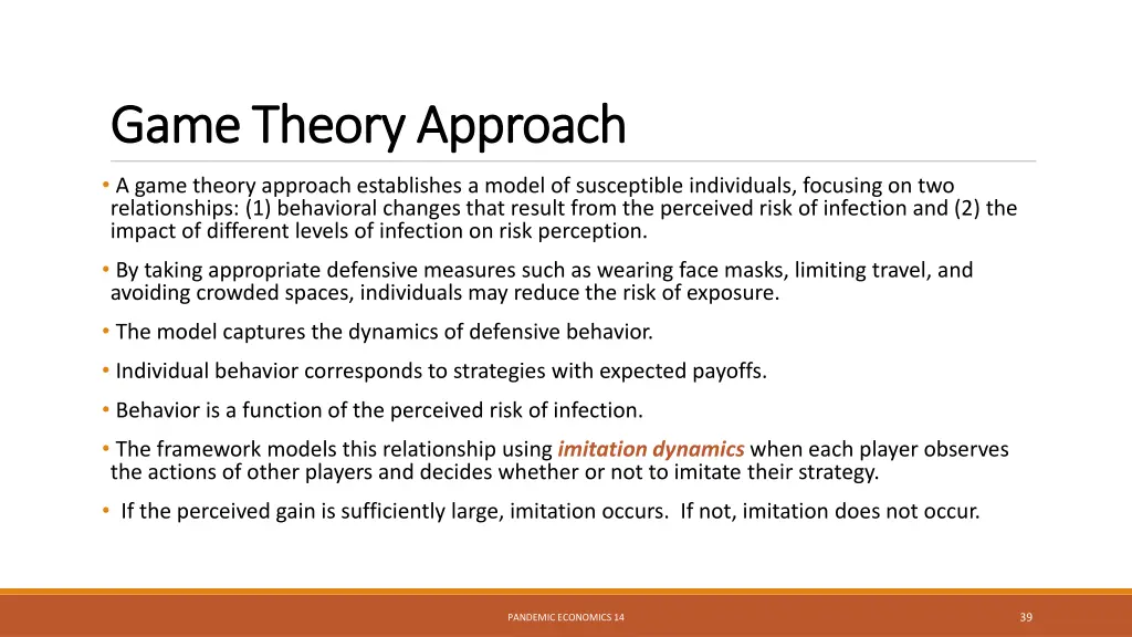 game theory approach game theory approach