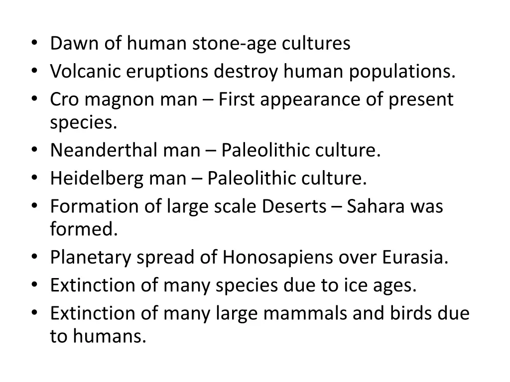 dawn of human stone age cultures volcanic