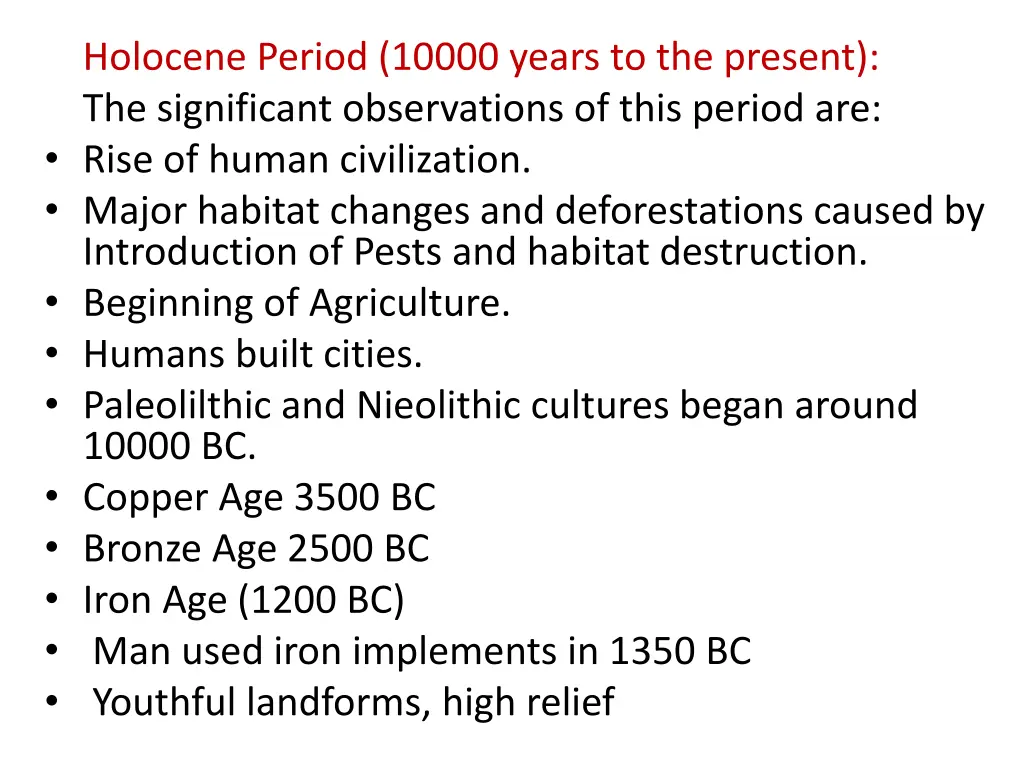 holocene period 10000 years to the present