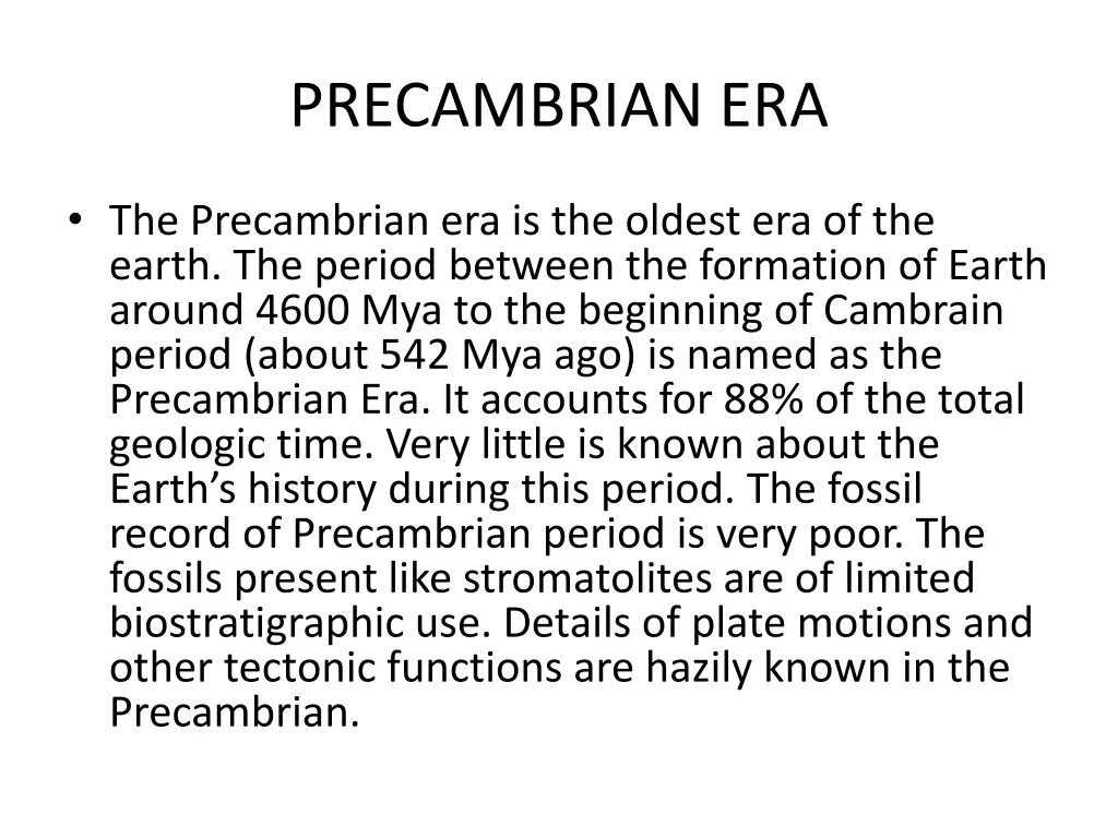 precambrian era