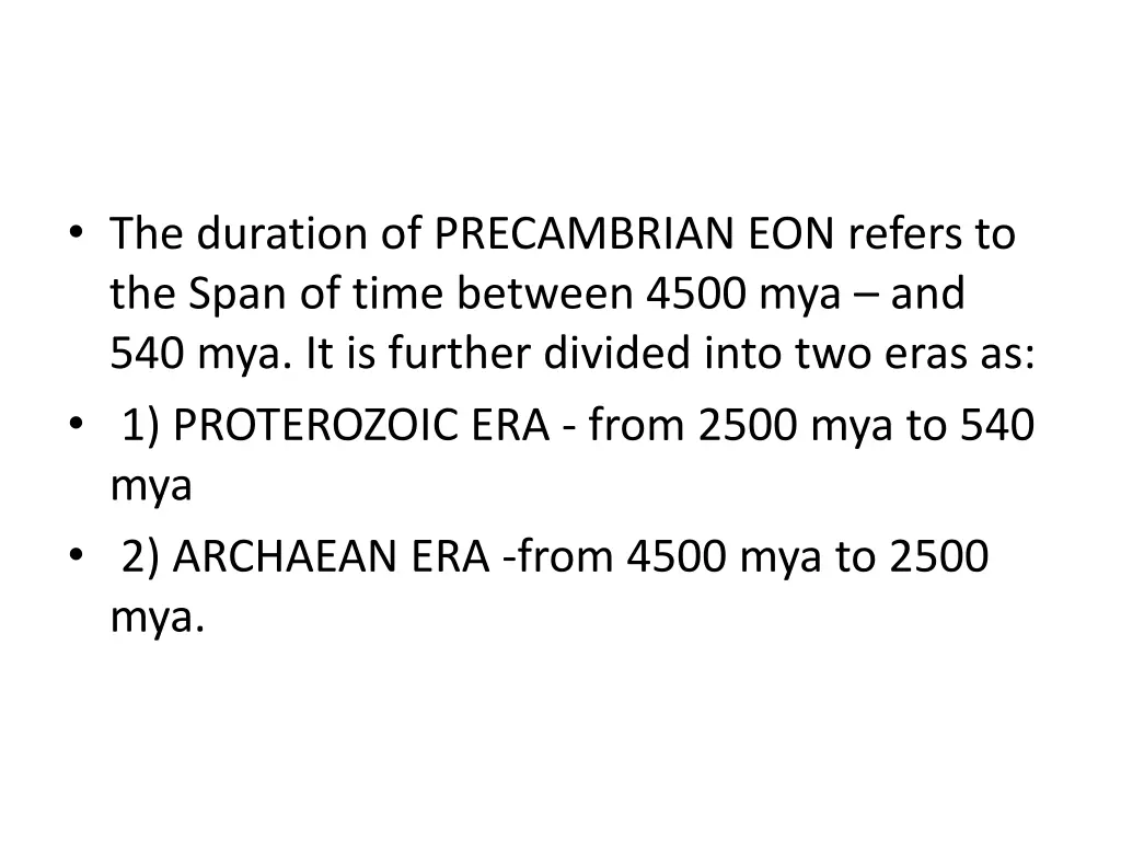 the duration of precambrian eon refers