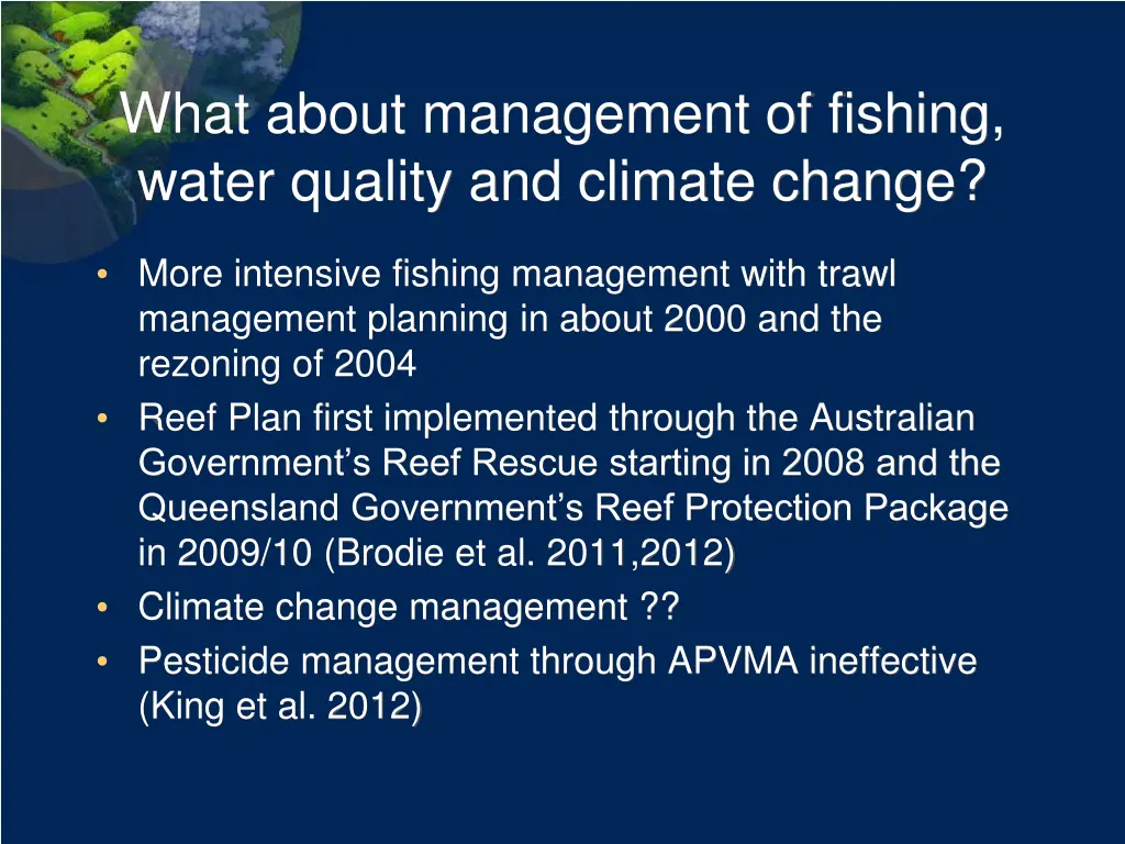 what about management of fishing water quality