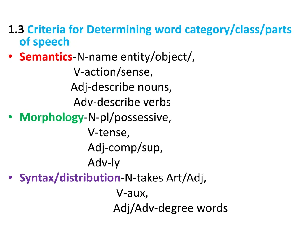 1 3 criteria for determining word category class