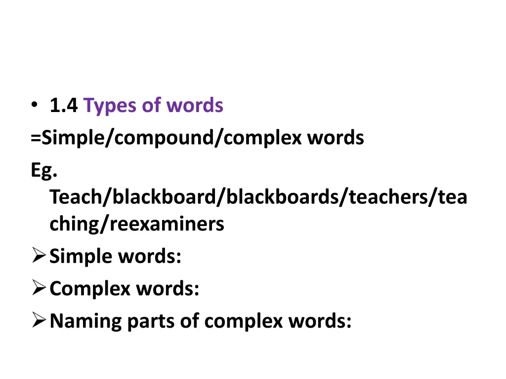 1 4 types of words simple compound complex words