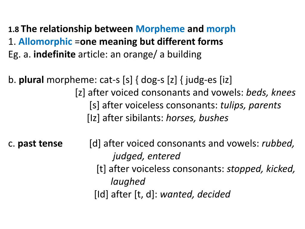 1 8 the relationship between morpheme and morph