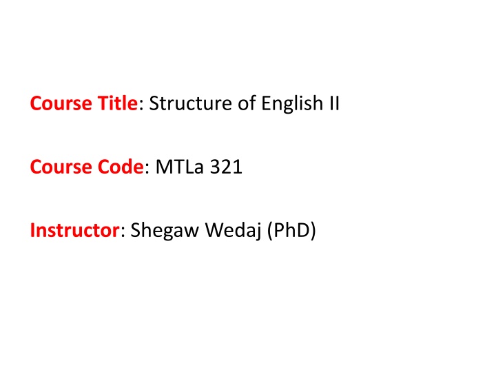 course title structure of english ii