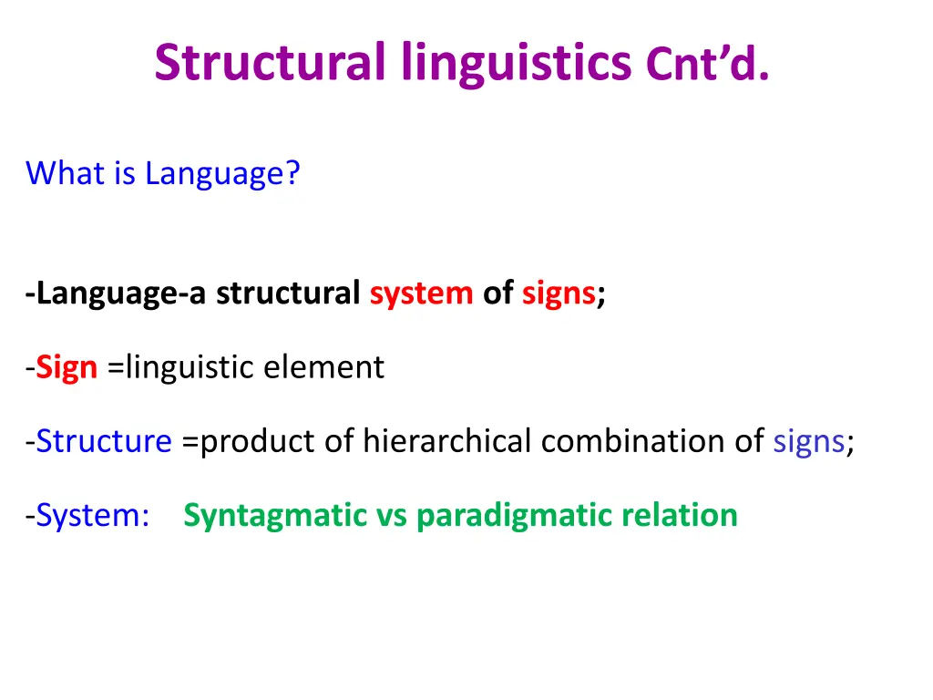 structural linguistics cnt d