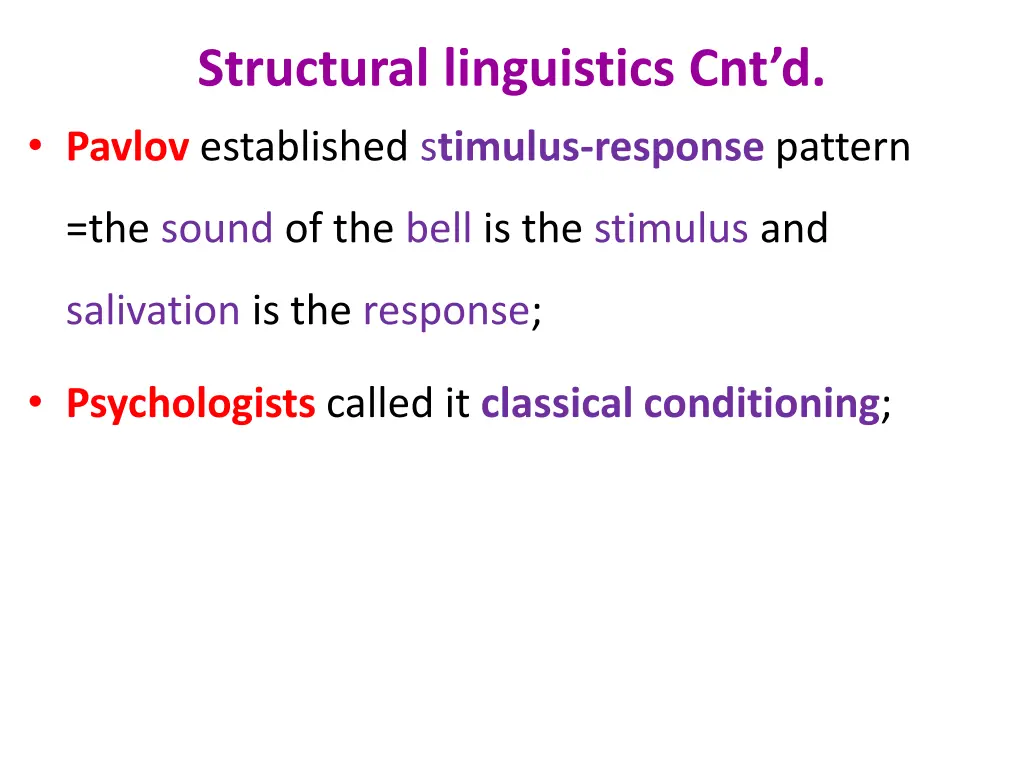 structural linguistics cnt d pavlov established