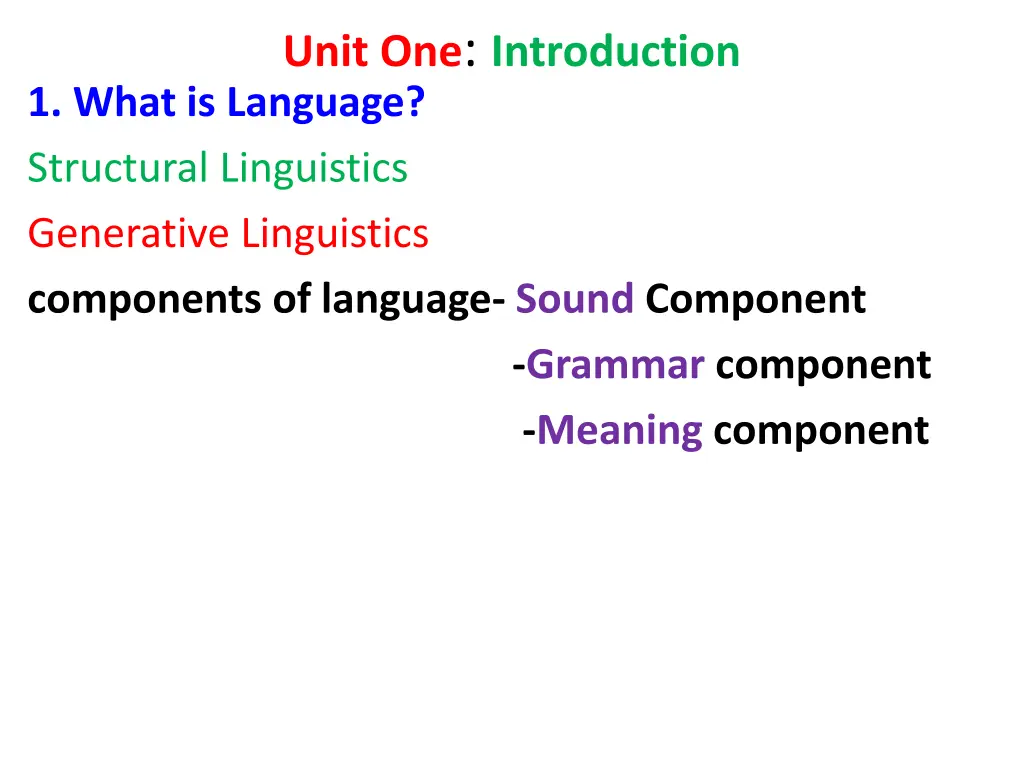 unit one introduction