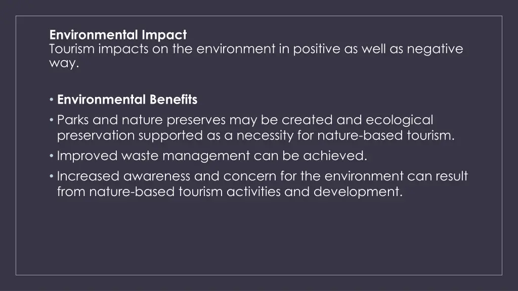 environmental impact tourism impacts