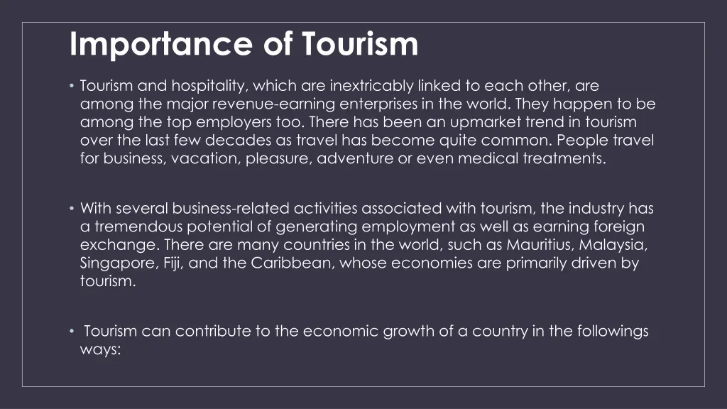 importance of tourism