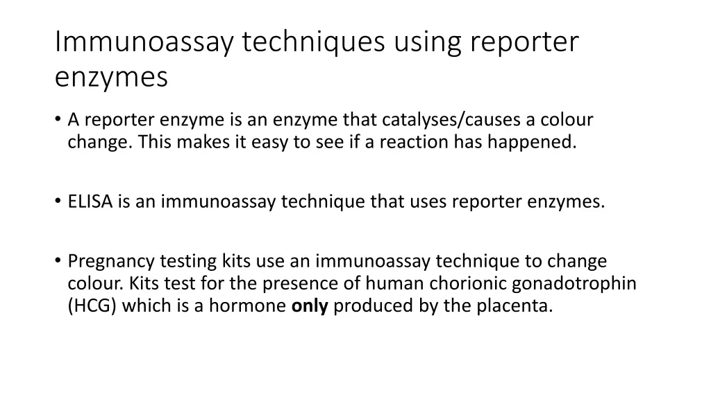 immunoassay techniques using reporter enzymes