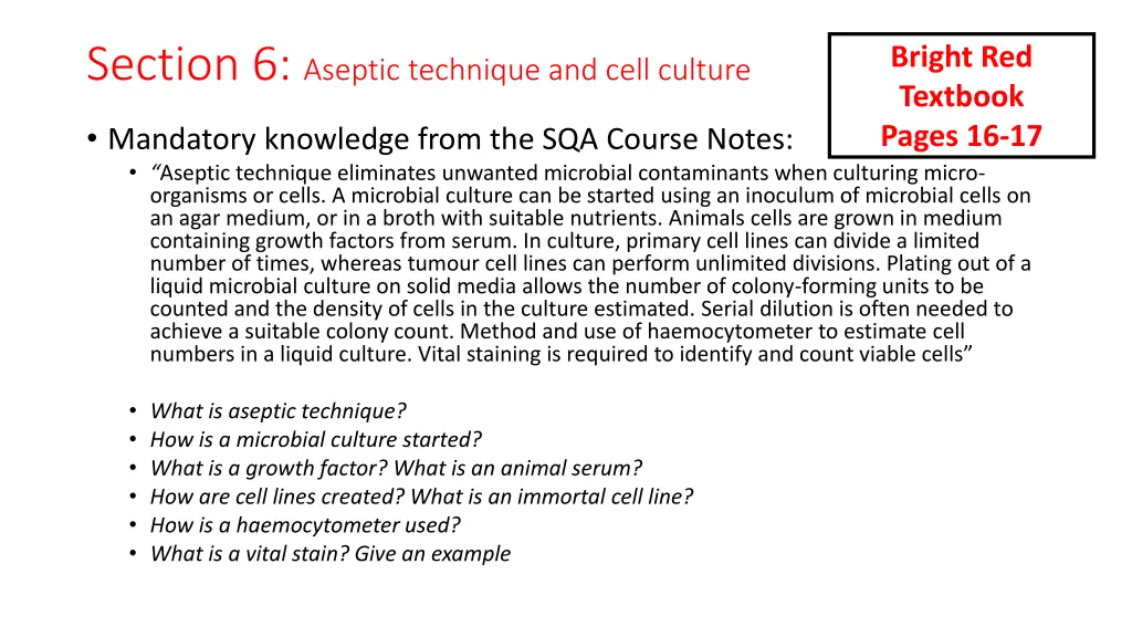 section 6 aseptic technique and cell culture