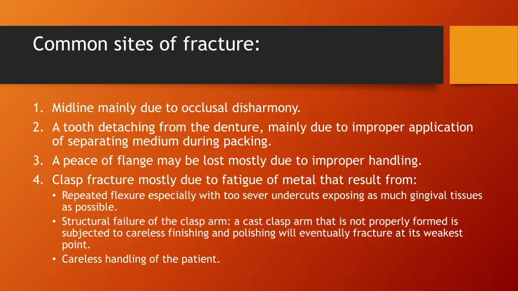 common sites of fracture