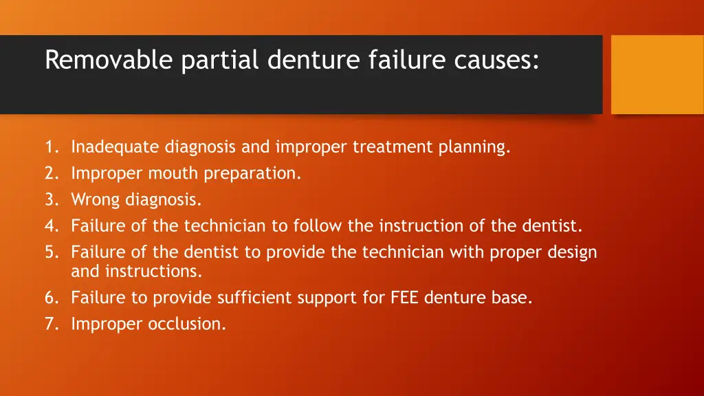 removable partial denture failure causes