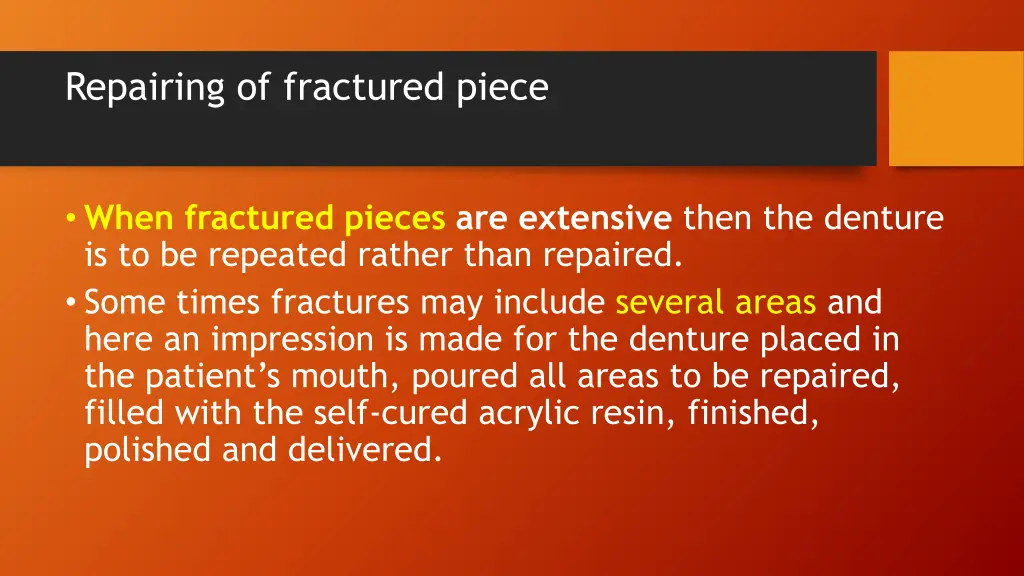 repairing of fractured piece 1