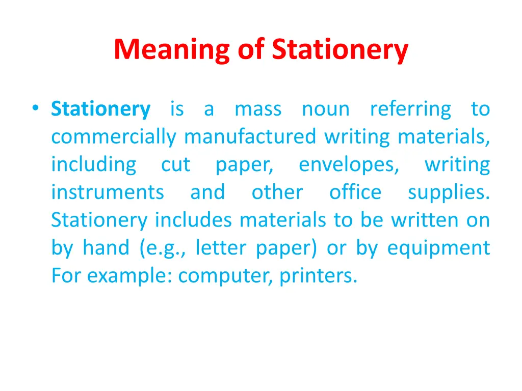 meaning of stationery 1