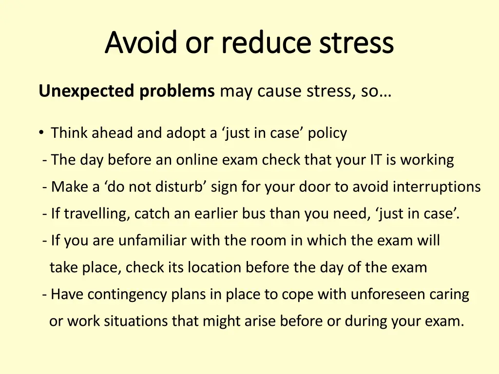 avoid or reduce stress avoid or reduce stress 2