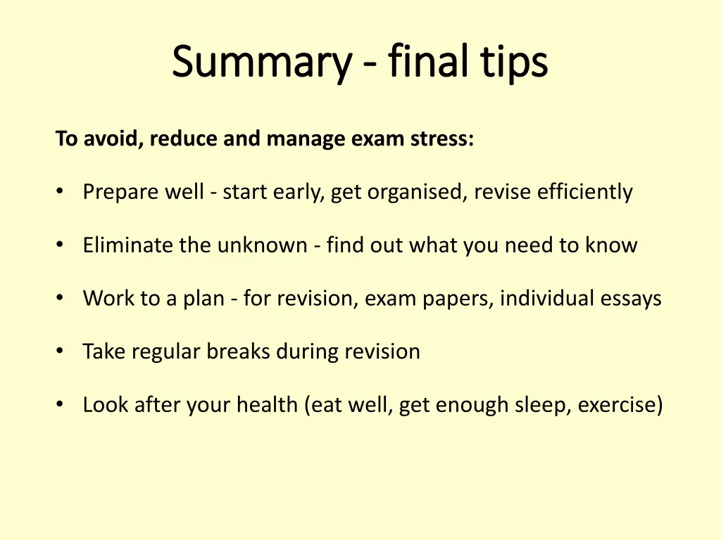 summary summary final tips