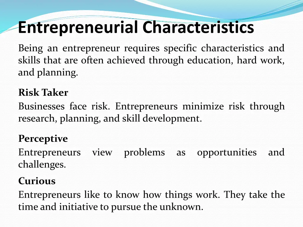 entrepreneurial characteristics