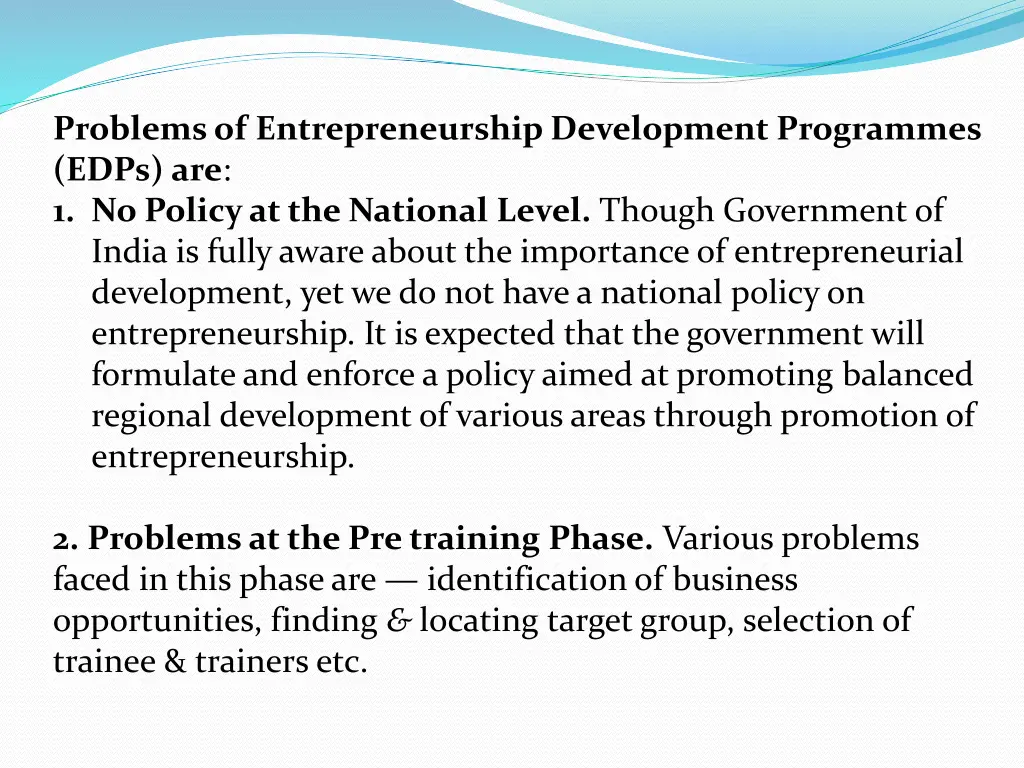 problems of entrepreneurship development