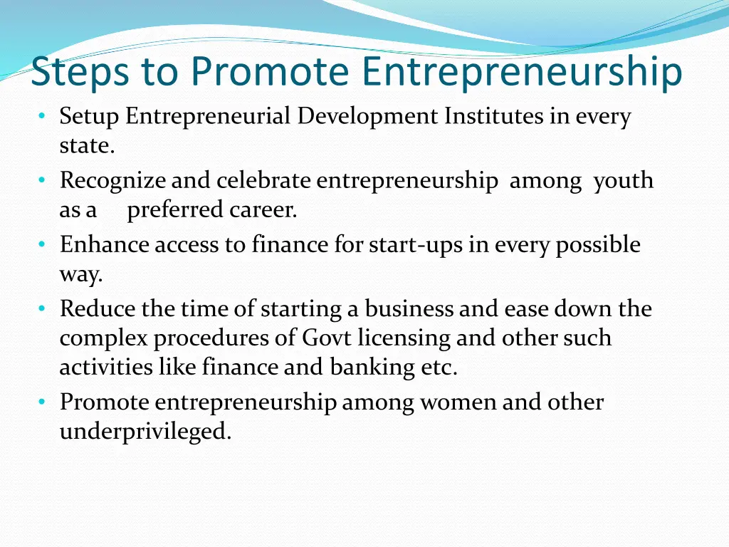 steps to promote entrepreneurship setup