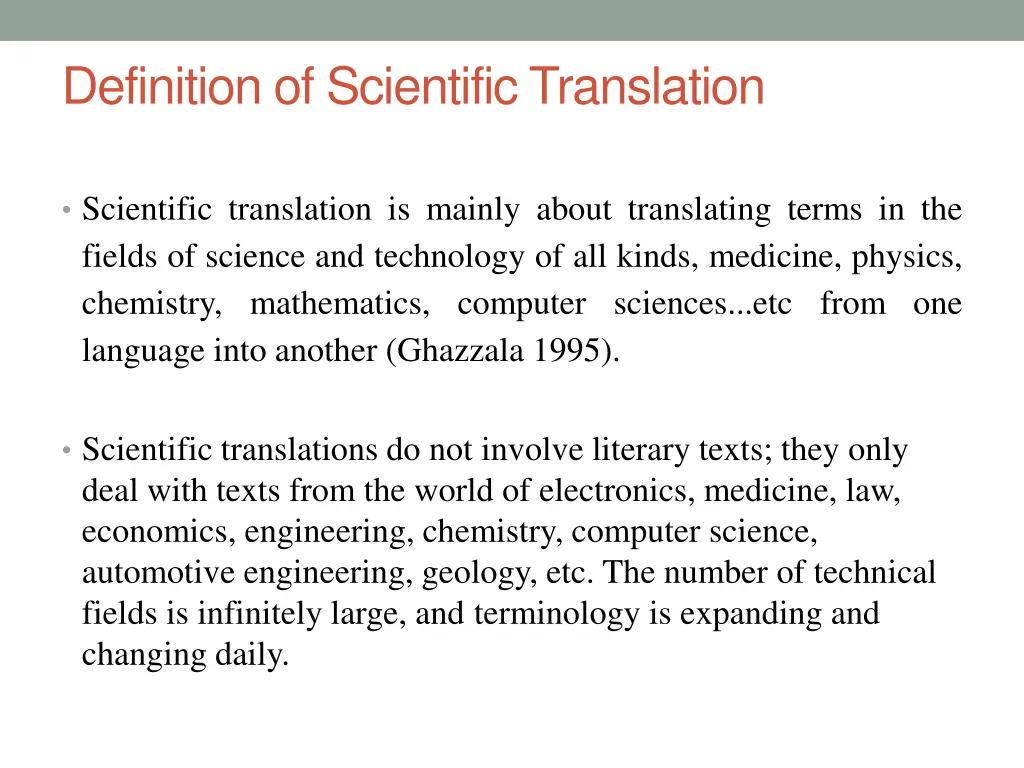 definition of scientific translation