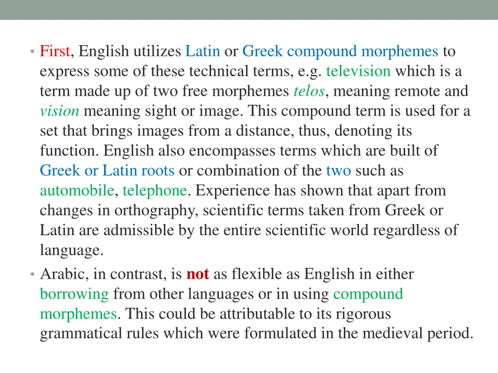 first english utilizes latin or greek compound